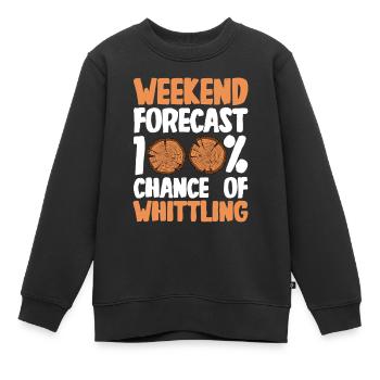 Sculpture sur bois brillant sur bois - Sweat Premium enfant bio - noir - Devant - AI Model Kid Female (0cm)