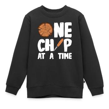Sculpture sur bois brillant sur bois - Sweat Premium enfant bio - noir - Devant - AI Model Kid Female (0cm)