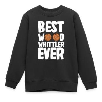 Sculpture sur bois brillant sur bois - Sweat Premium enfant bio - noir - Devant - AI Model Kid Female (0cm)