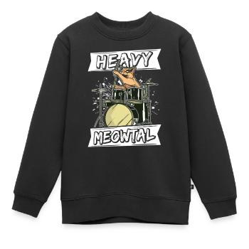 Heavy Meowtal Katze Heavy Metal Rock Headbanger Ca - Kinder Premium Organic Sweatshirt - Schwarz - Vorne - AI Model Kid Female (0cm)