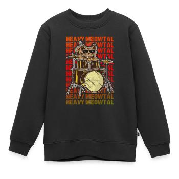 Heavy Meowtal Katze Heavy Metal Rock Headbanger Ro - Kinder Premium Organic Sweatshirt - Schwarz - Vorne - AI Model Kid Female (0cm)