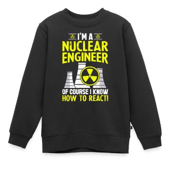 Drôle de centrale nucléaire - Sweat Premium enfant bio - noir - Devant - AI Model Kid Female (0cm)