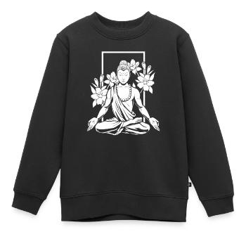 Fleurs bouddhistes de Bouddha - Sweat Premium enfant bio - noir - Devant - AI Model Kid Female (0cm)