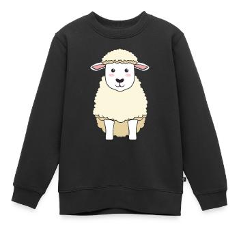 Laine de troupeau de mouton doux - Sweat Premium enfant bio - noir - Devant - AI Model Kid Female (0cm)