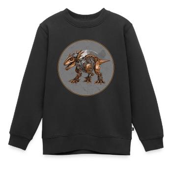 Steampunk-Dinosaurier - Kinder Premium Organic Sweatshirt - Schwarz - Vorne - AI Model Kid Female (0cm)