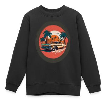 Voiture rétro et coucher de soleil - Sweat Premium enfant bio - noir - Devant - AI Model Kid Female (0cm)