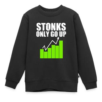 Stonks Only Go Up Parody Stock Market Enthusiasts - Kinder Premium Organic Sweatshirt - Schwarz - Vorne - AI Model Kid Female (0cm)