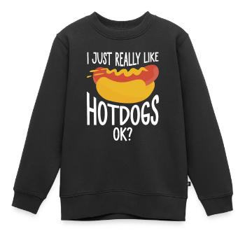 Hot-Dog Cadeau Nourriture Hot Dog - Sweat Premium enfant bio - noir - Devant - AI Model Kid Female (0cm)