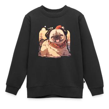 Carlin Carlin Chien Carlin Noël Carlin Noël - Sweat Premium enfant bio - noir - Devant - AI Model Kid Female (0cm)