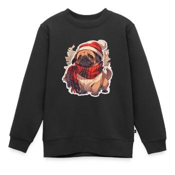 Carlin Carlin Chien Carlin Noël Carlin Noël - Sweat Premium enfant bio - noir - Devant - AI Model Kid Female (0cm)