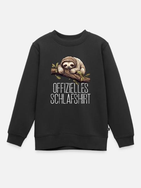 Offizelles Schlafshirt Faultier - Kinder Premium Organic Sweatshirt - Schwarz