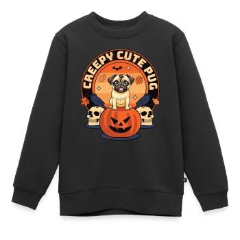 Carlin mignon effrayant - Halloween canine étrange - Sweat Premium enfant bio - noir - Devant - AI Model Kid Female (0cm)
