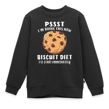 PSSST BISCUIT DIET - Kids Premium Organic Sweatshirt - black - Front - AI Model Kid Female (0cm)