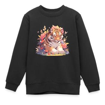 Tiger Baby Tiger Tiger Baby - Kinder Premium Organic Sweatshirt - Schwarz - Vorne - AI Model Kid Female (0cm)
