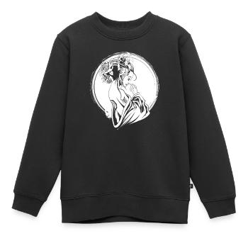 Geisha Blumen - Kinder Premium Organic Sweatshirt - Schwarz - Vorne - AI Model Kid Female (0cm)