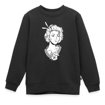 Geisha Blumen - Kinder Premium Organic Sweatshirt - Schwarz - Vorne - AI Model Kid Female (0cm)
