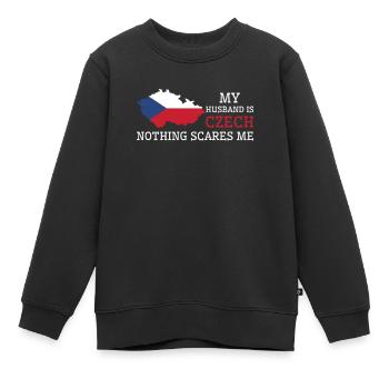 Nichts macht mir Angst Meine Frau ist tschechisch - Kinder Premium Organic Sweatshirt - Schwarz - Vorne - AI Model Kid Female (0cm)