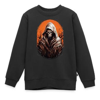 Gruseliger Halloween Sensenmann Grim Reaper - Kinder Premium Organic Sweatshirt - Schwarz - Vorne - AI Model Kid Female (0cm)