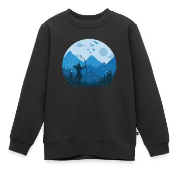 Bogenschießen - Kinder Premium Organic Sweatshirt - Schwarz - Vorne - AI Model Kid Female (0cm)