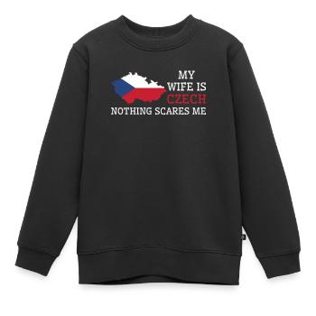 Nichts macht mir Angst Meine Frau ist tschechisch - Kinder Premium Organic Sweatshirt - Schwarz - Vorne - AI Model Kid Female (0cm)