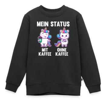 Einhorn Mein Status Mit Kaffee Ohne Kaffee - Kinder Premium Organic Sweatshirt - Schwarz - Vorne - AI Model Kid Female (0cm)