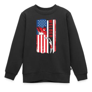 Soudeur USA Flag Patriot Soudeur - Sweat Premium enfant bio - noir - Devant - AI Model Kid Female (0cm)