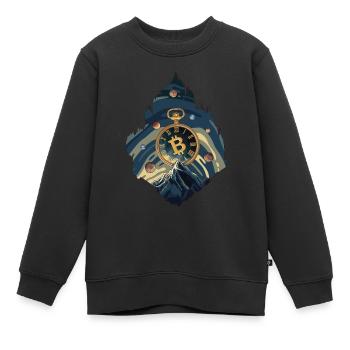 Bitcoin Uhr - Kinder Premium Organic Sweatshirt - Schwarz - Vorne - AI Model Kid Female (0cm)