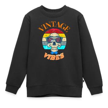 T-Shirt-Design Vintage-Vibes - Kinder Premium Organic Sweatshirt - Schwarz - Vorne - AI Model Kid Female (0cm)