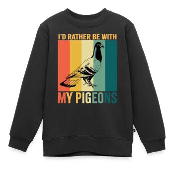 Eher mit Tauben Retro-Design für Taubenliebhaber - Kinder Premium Organic Sweatshirt - Schwarz - Vorne - AI Model Kid Female (0cm)