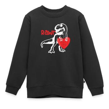 Rawr dinosaure joyeux coeur d’amour de la Saint-Valentin - Sweat Premium enfant bio - noir - Devant - AI Model Kid Female (0cm)