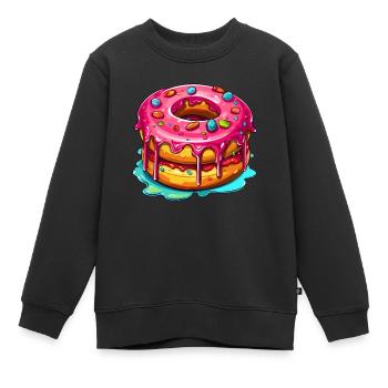 Le double beignet glacé - Sweat Premium enfant bio - noir - Devant - AI Model Kid Female (0cm)
