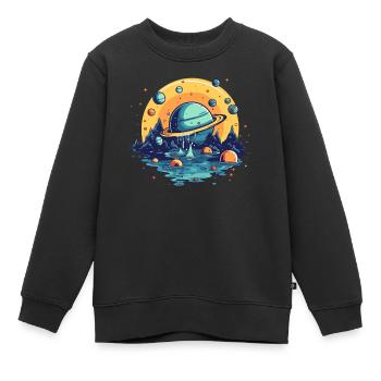L’univers est liquide - Sweat Premium enfant bio - noir - Devant - AI Model Kid Female (0cm)