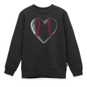 Coeur de baseball Saint-Valentin drôle Couple assorti - Sweat Premium enfant bio - noir - Devant - AI Model Kid Female (0cm)