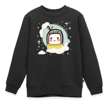 Chibi Kawaii Tofu Geisha - Sweat Premium enfant bio - noir - Devant - AI Model Kid Female (0cm)