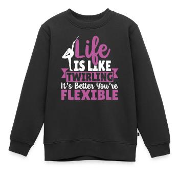 Bâton Twirling Bâton Twirler cadeau - Sweat Premium enfant bio - noir - Devant - AI Model Kid Female (0cm)