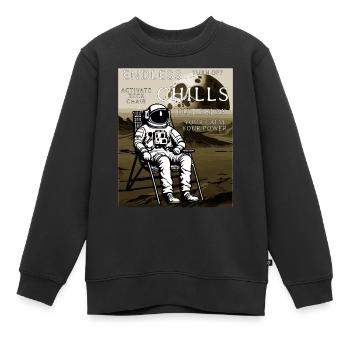 CHAISE LONGUE ASTRONAUTE ENDLESS CHILLS - Sweat Premium enfant bio - noir - Devant - AI Model Kid Female (0cm)