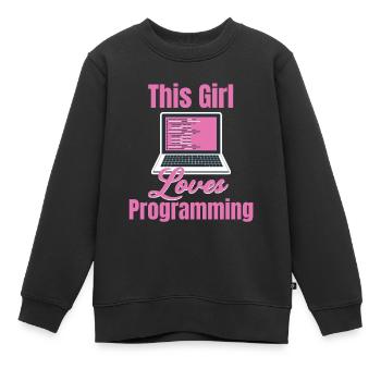 Cette fille aime - Sweat Premium enfant bio - noir - Devant - AI Model Kid Female (0cm)