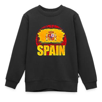 Espagne - Sweat Premium enfant bio - noir - Devant - AI Model Kid Female (0cm)