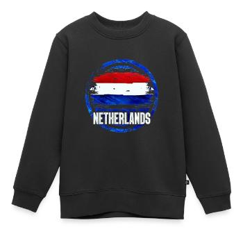 Niederlande - Kinder Premium Organic Sweatshirt - Schwarz - Vorne - AI Model Kid Female (0cm)