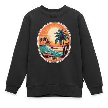Surfen Strand Palme Sonnenschein Urlaub - Kinder Premium Organic Sweatshirt - Schwarz - Vorne - AI Model Kid Female (0cm)