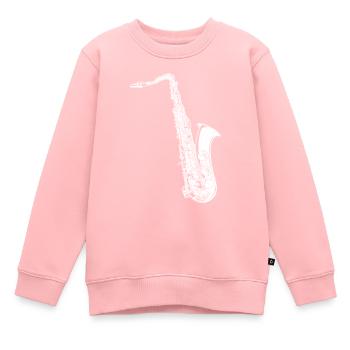 Fanfare de saxophone - Sweat Premium enfant bio - rose - Devant - AI Model Kid Female (0cm)