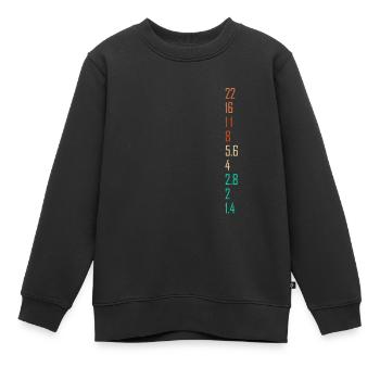 Fotografie Geschenk für Fotograf Blende Kamera - Kinder Premium Organic Sweatshirt - Schwarz - Vorne - AI Model Kid Female (0cm)