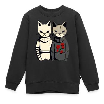 Cartoon-Rivalen: Katze gegen Katze - Kinder Premium Organic Sweatshirt - Schwarz - Vorne - AI Model Kid Female (0cm)