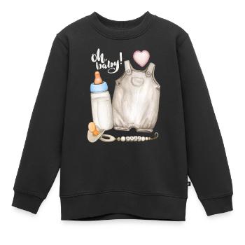 Strampelhose, Nuckelflasche für das Baby, Spruch - Kinder Premium Organic Sweatshirt - Schwarz - Vorne - AI Model Kid Female (0cm)