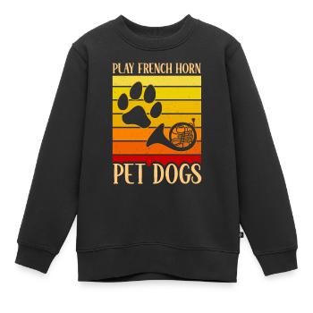 Französischer Hornhund -Spieler Hornist Messing - Kinder Premium Organic Sweatshirt - Schwarz - Vorne - AI Model Kid Female (0cm)