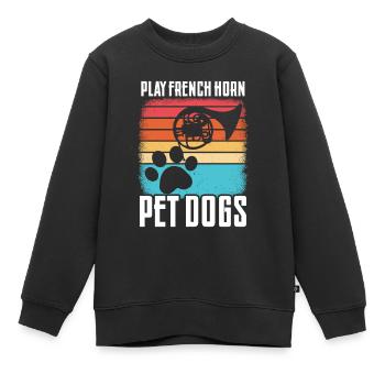 Französischer Hornhund -Spieler Hornist Messing - Kinder Premium Organic Sweatshirt - Schwarz - Vorne - AI Model Kid Female (0cm)