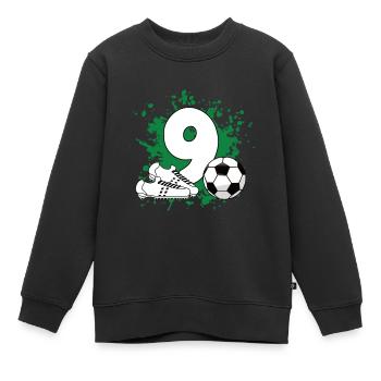 Fußballgeburtstag 9. Geburtstag - Kinder Premium Organic Sweatshirt - Schwarz - Vorne - AI Model Kid Female (0cm)