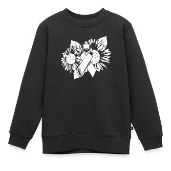 Brustkrebs Sonnenblumen - Kinder Premium Organic Sweatshirt - Schwarz - Vorne - AI Model Kid Female (0cm)