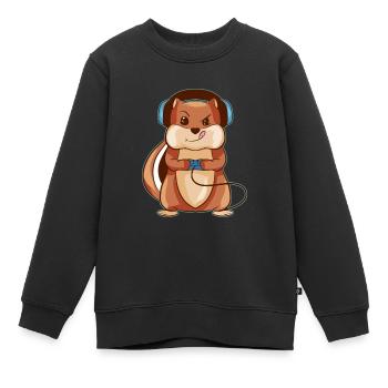 Zocker Eichhörnchen Lustiges Video Gaming - Kinder Premium Organic Sweatshirt - Schwarz - Vorne - AI Model Kid Female (0cm)