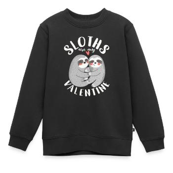 Les paresseux sont mon animal d’amant paresseux de la Saint-Valentin - Sweat Premium enfant bio - noir - Devant - AI Model Kid Female (0cm)